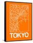 Orange Map of Tokyo-NaxArt-Framed Stretched Canvas