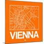 Orange Map of Vienna-NaxArt-Mounted Art Print