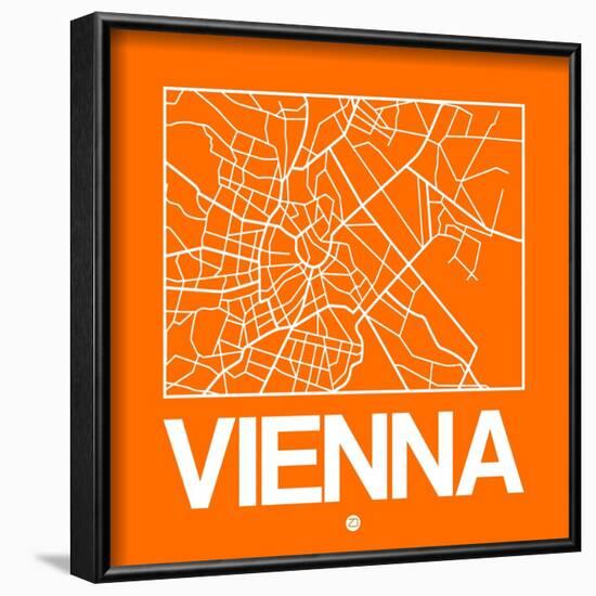 Orange Map of Vienna-NaxArt-Framed Art Print