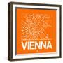 Orange Map of Vienna-NaxArt-Framed Art Print