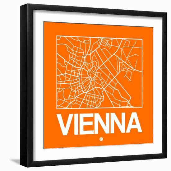 Orange Map of Vienna-NaxArt-Framed Art Print