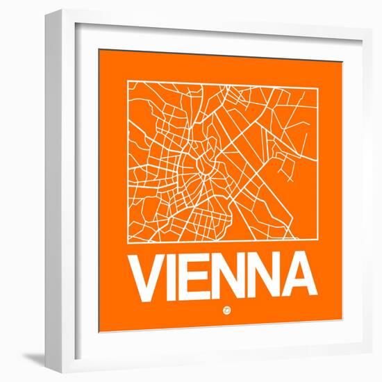 Orange Map of Vienna-NaxArt-Framed Art Print