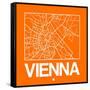 Orange Map of Vienna-NaxArt-Framed Stretched Canvas