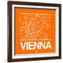 Orange Map of Vienna-NaxArt-Framed Art Print