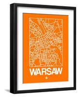 Orange Map of Warsaw-NaxArt-Framed Art Print