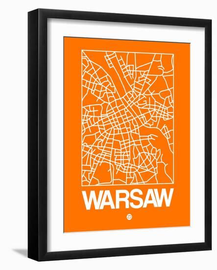 Orange Map of Warsaw-NaxArt-Framed Art Print