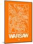 Orange Map of Warsaw-NaxArt-Mounted Art Print