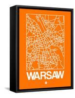 Orange Map of Warsaw-NaxArt-Framed Stretched Canvas