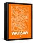 Orange Map of Warsaw-NaxArt-Framed Stretched Canvas