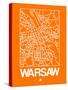 Orange Map of Warsaw-NaxArt-Stretched Canvas