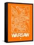 Orange Map of Warsaw-NaxArt-Framed Stretched Canvas