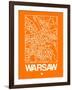 Orange Map of Warsaw-NaxArt-Framed Art Print