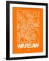 Orange Map of Warsaw-NaxArt-Framed Art Print