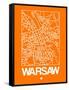 Orange Map of Warsaw-NaxArt-Framed Stretched Canvas