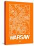 Orange Map of Warsaw-NaxArt-Stretched Canvas