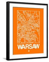 Orange Map of Warsaw-NaxArt-Framed Art Print