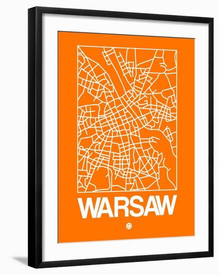 Orange Map of Warsaw-NaxArt-Framed Art Print