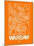 Orange Map of Warsaw-NaxArt-Mounted Art Print