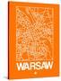 Orange Map of Warsaw-NaxArt-Stretched Canvas