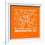 Orange Map of Washington, D.C.-NaxArt-Framed Art Print