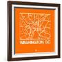 Orange Map of Washington, D.C.-NaxArt-Framed Art Print