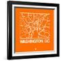 Orange Map of Washington, D.C.-NaxArt-Framed Art Print