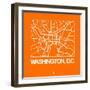 Orange Map of Washington, D.C.-NaxArt-Framed Art Print