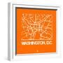 Orange Map of Washington, D.C.-NaxArt-Framed Art Print