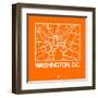 Orange Map of Washington, D.C.-NaxArt-Framed Art Print