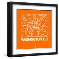 Orange Map of Washington, D.C.-NaxArt-Framed Art Print