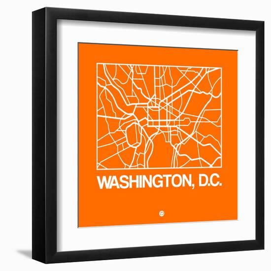 Orange Map of Washington, D.C.-NaxArt-Framed Art Print