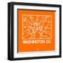 Orange Map of Washington, D.C.-NaxArt-Framed Art Print