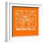 Orange Map of Washington, D.C.-NaxArt-Framed Art Print