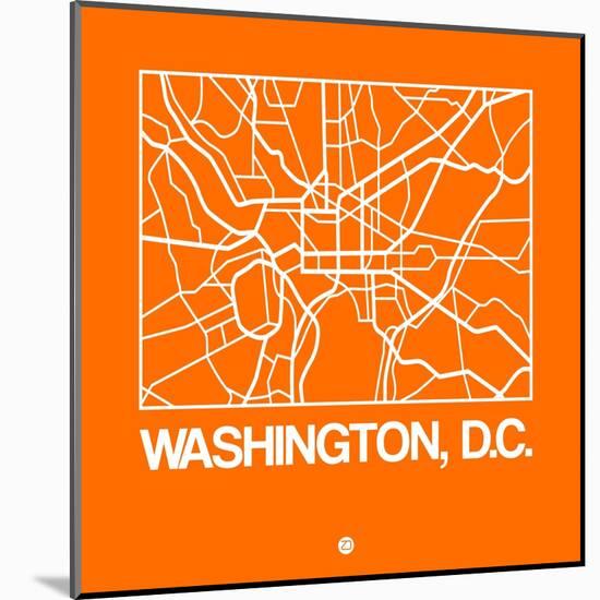 Orange Map of Washington, D.C.-NaxArt-Mounted Art Print