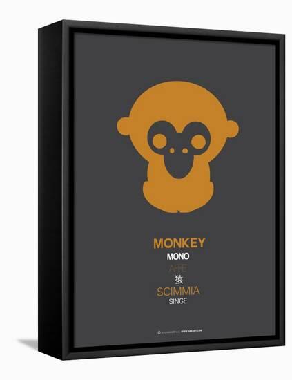 Orange Monkey Multilingual Poster-NaxArt-Framed Stretched Canvas