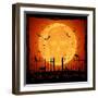 Orange Moon with Skull-losw-Framed Art Print