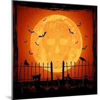 Orange Moon with Skull-losw-Mounted Art Print