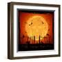 Orange Moon with Skull-losw-Framed Art Print