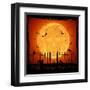 Orange Moon with Skull-losw-Framed Art Print