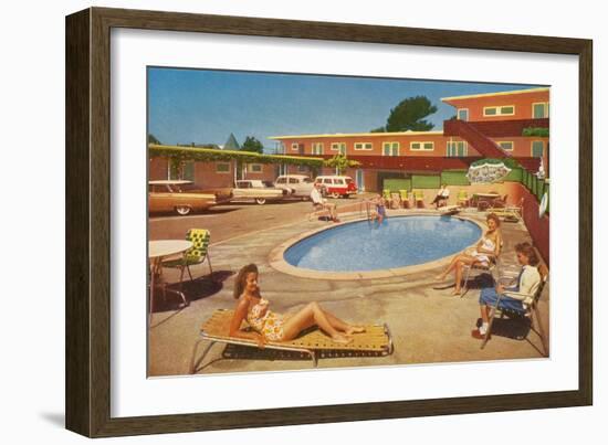 Orange Motel Courtyard-null-Framed Art Print