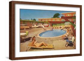 Orange Motel Courtyard-null-Framed Art Print