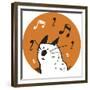 Orange Music Cat-Carla Martell-Framed Giclee Print
