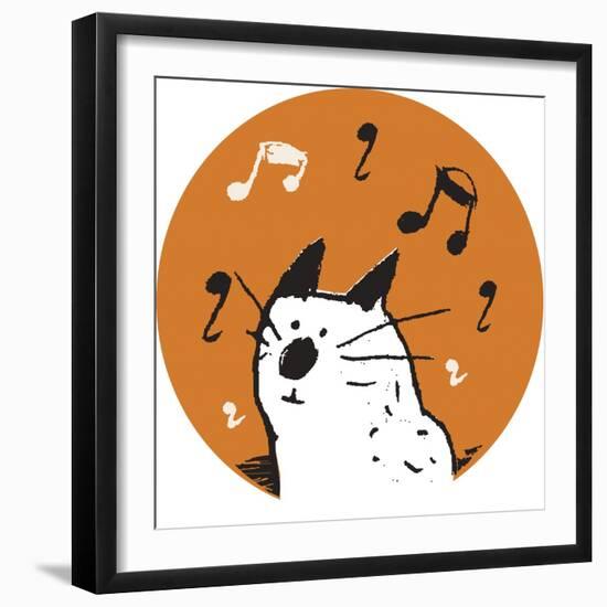 Orange Music Cat-Carla Martell-Framed Giclee Print