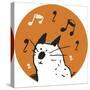 Orange Music Cat-Carla Martell-Stretched Canvas