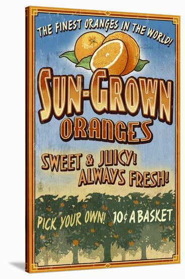 Orange Orchard - Vintage Sign-Lantern Press-Stretched Canvas