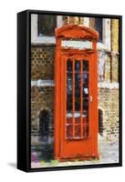 Orange Phone Booth - In the Style of Oil Painting-Philippe Hugonnard-Framed Stretched Canvas