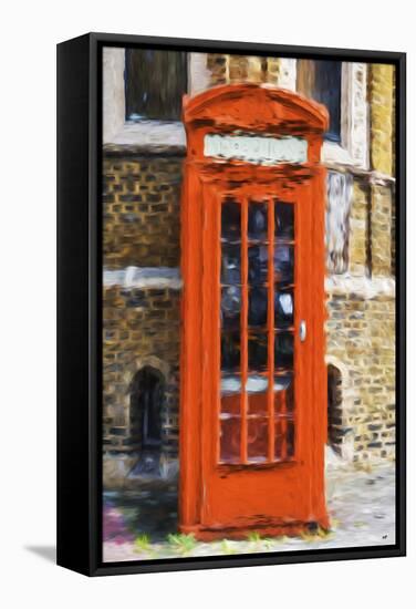 Orange Phone Booth - In the Style of Oil Painting-Philippe Hugonnard-Framed Stretched Canvas