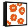 Orange Pop Flowers-Jan Weiss-Framed Stretched Canvas