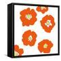 Orange Pop Flowers-Jan Weiss-Framed Stretched Canvas