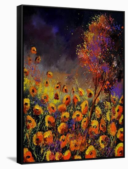 Orange Poppies 454101-Pol Ledent-Framed Stretched Canvas